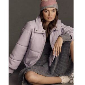 By Anthropologie Faux Leather Puffer Jacket